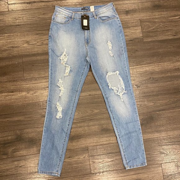 Fashion Nova Curve Glistening Jeans - Medium Wash - Picture 1 of 1